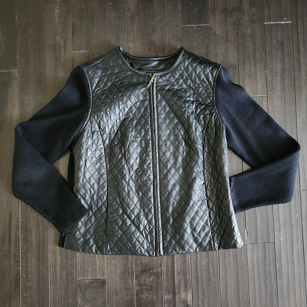 Jaclyn Smith Black Quilted Leather Jacket